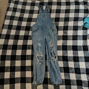 Almost Famous Distressed Boyfriend Overalls